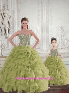 2015 Brand New Beading and Ruffles Olive Green Princesita Dress